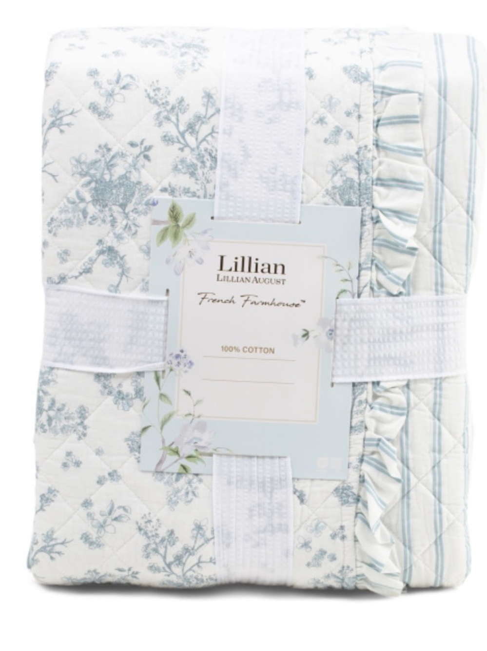 Lillian AUGUST HOME toile cotton percale quilt set